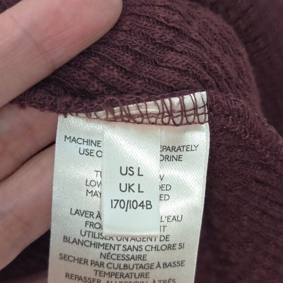 Free People Size L OG Ribbed Knit Thermal Long Sleeve Pullover Top Cherry Cola - Picture 5 of 12